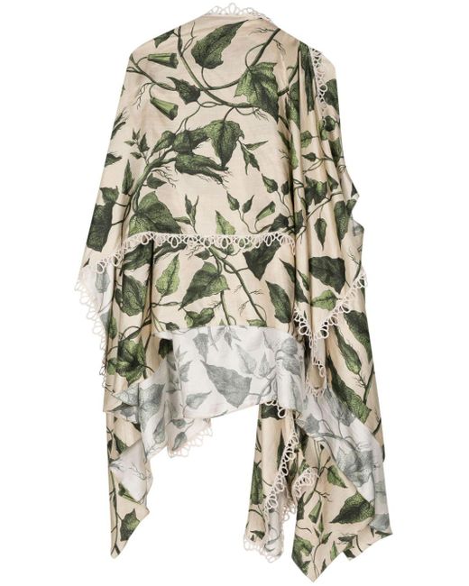 Blusa asimétrica con estampado de hojas Biyan de color White