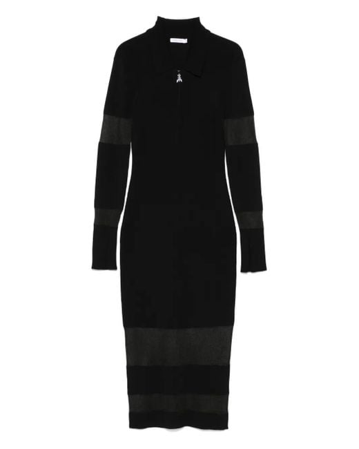 Patrizia Pepe Black Semi Sheer-Panel Midi Dress