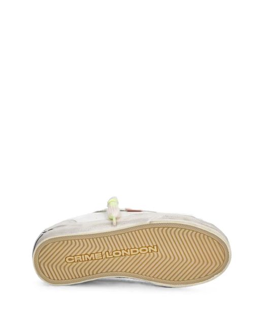 Crime London White Glitter-Detail Panelled Sneakers