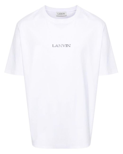 Camiseta con logo bordado Lanvin de hombre de color White
