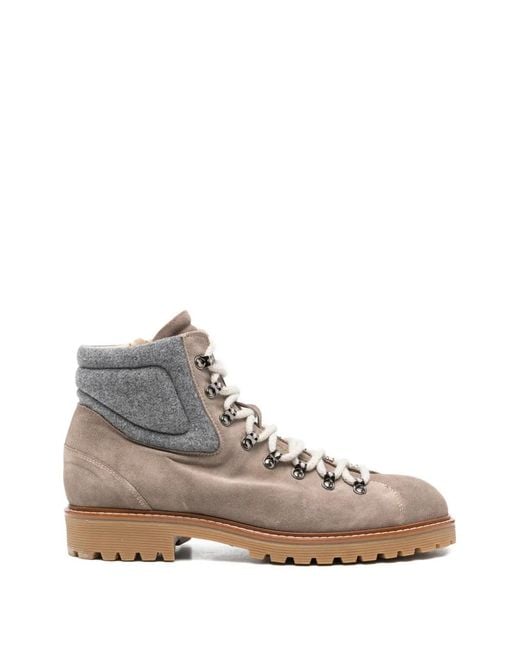 Eleventy Gray Panelled Lace-Up Boots for men