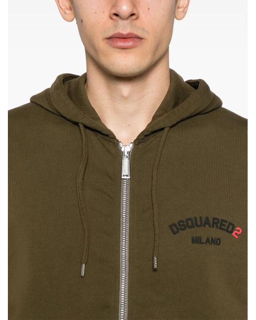 DSquared² Green Logo-Appliqué Hoodie for men