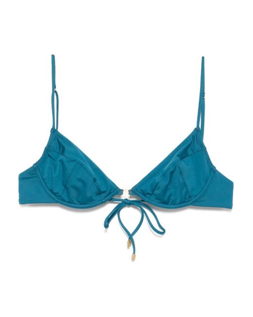 Kiki de Montparnasse Blue Lace-Up Demi Bikini Top