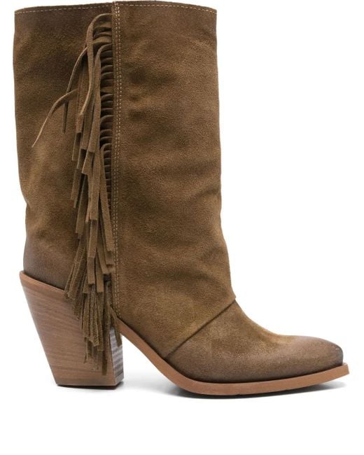 METISSE Brown 90Mm Fringe-Detailed Boots
