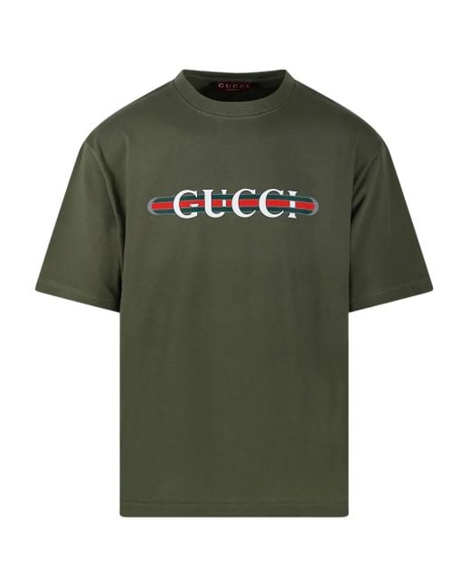 Gucci T-Shirt mit Logo-Schild in Green für Herren