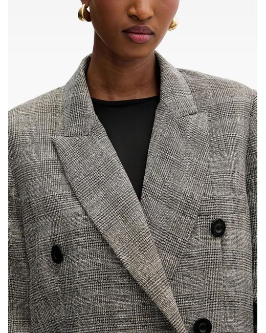 Silvian Heach Gray Double-Breasted Check Blazer