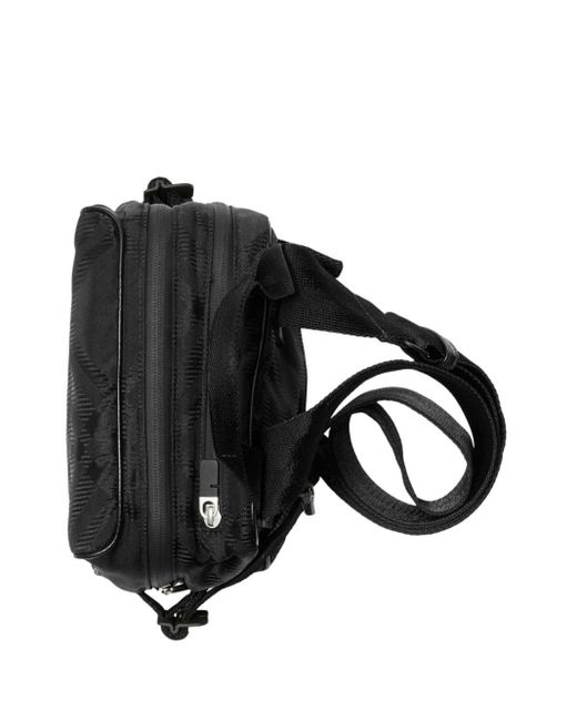 Burberry Black Check-pattern Zipped Messenger Bag for men