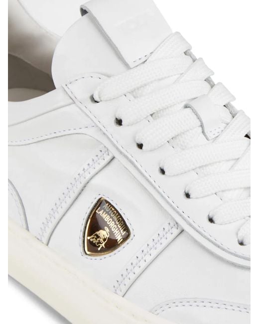 Tod's White Automobili Lamborghini Panelled Lace-Up Leather Sneakers for men