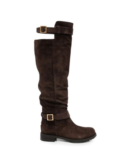 Jimmy Choo Black Biker Kb Buckle-Strap Boots