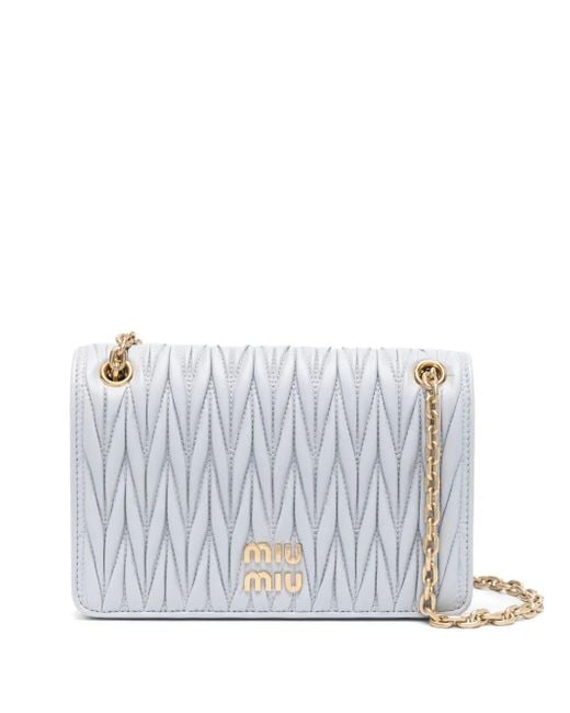 Miu Miu White Matelassé Nappa-Leather Mini Bag
