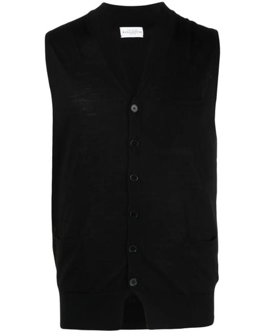 Ballantyne Black V-Neck Wool Vest for men