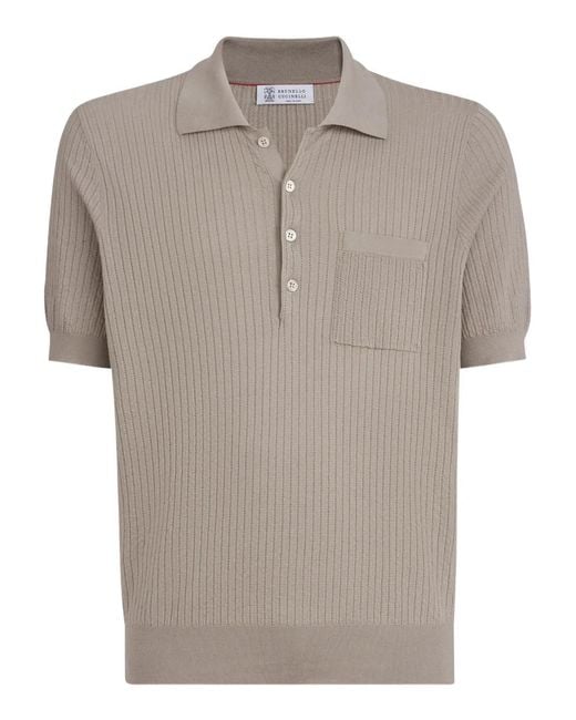 Brunello Cucinelli Gray Short Sleeve Polo for men