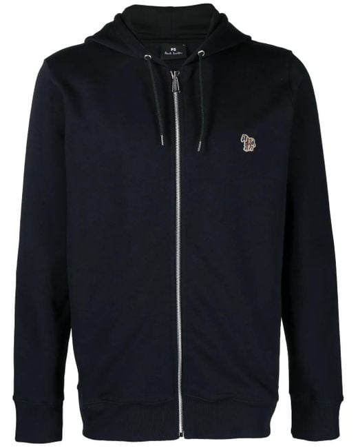 Paul Smith Zip-Up Hoodie Sweater With Embroidered Logo in Blue für Herren