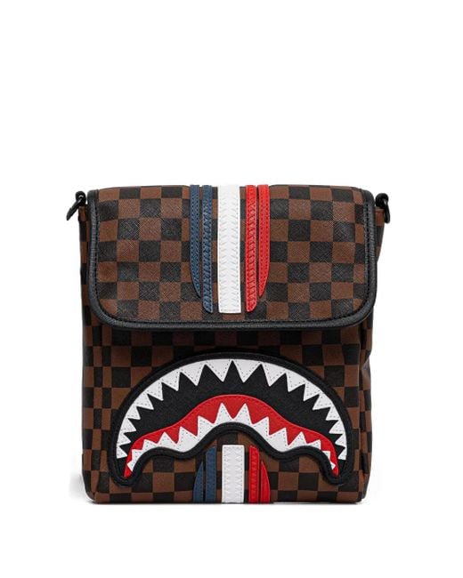 Sprayground Black Checked-Pattern Messenger Bag