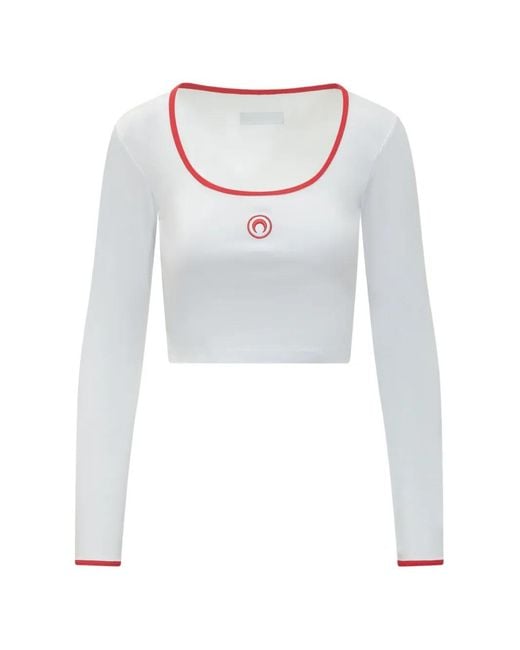 MARINE SERRE White Roundneck T-Shirt