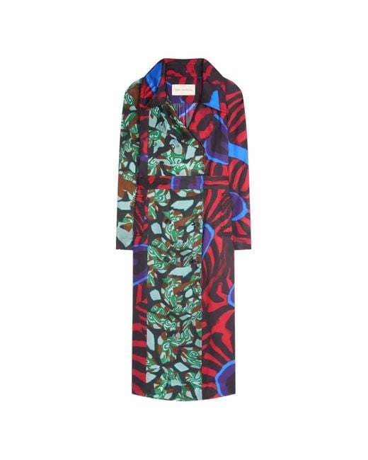 Dries Van Noten White Printed Mac Coat