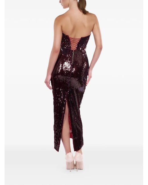 ARAFTU Purple Sequin-Embellished Lace-Up Dress