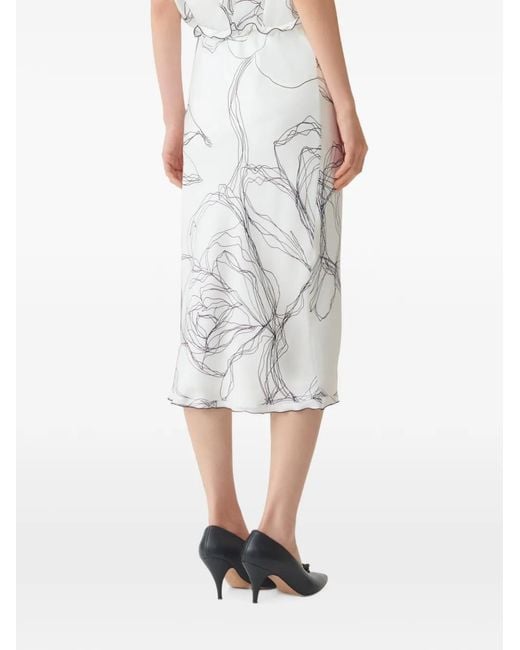 Fabiana Filippi White Floral-Print Ruffled Skirt