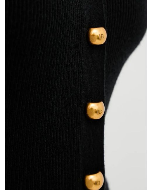 Isabelle Blanche Black Button-Up V-Neck Cardigan