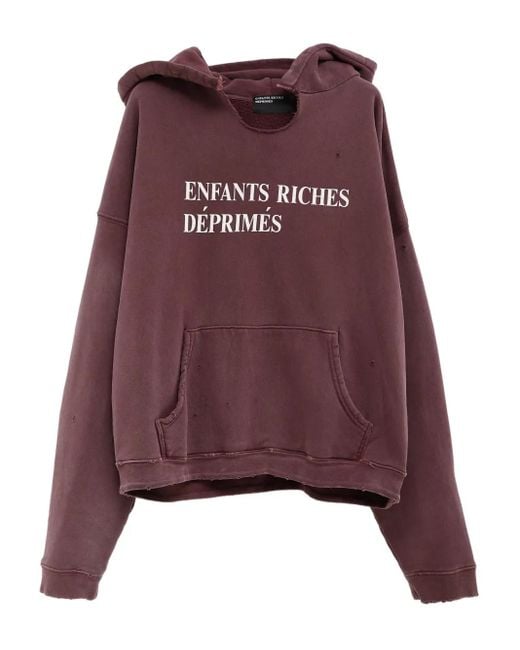 Enfants Riches Deprimes Purple Logo-Print Distressed Hoodie for men