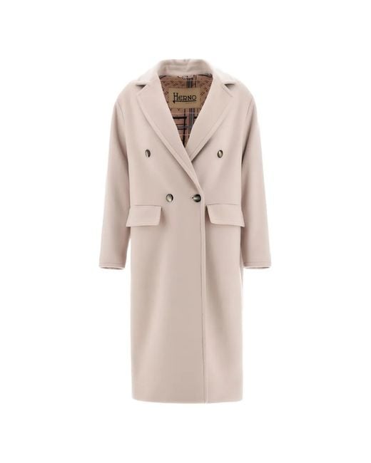 Herno Natural Double-Breasted Wool Coat