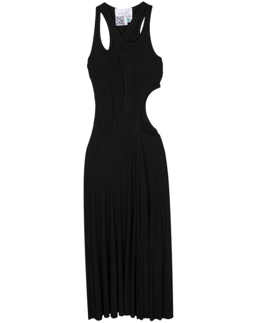 Natasha Zinko Cut-out Ribbed Maxi Dress in het Black
