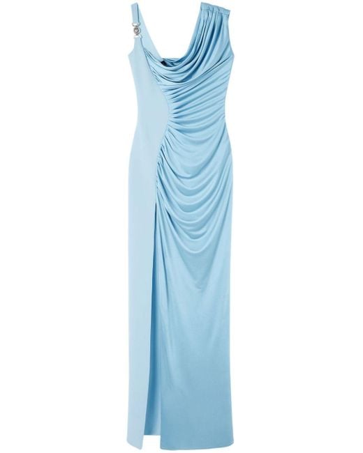 Robe longue Medusa '95 à design drapé Versace en coloris Blue