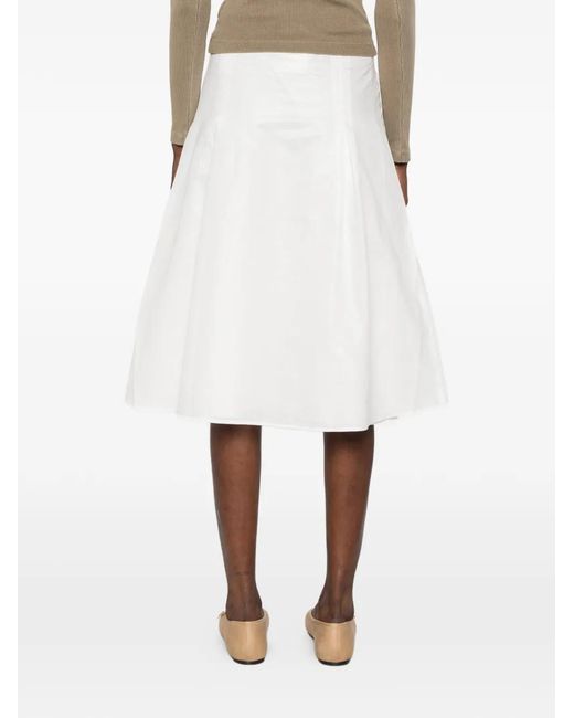 Paloma Wool White Dimi Pleated-Detail Midi Skirt