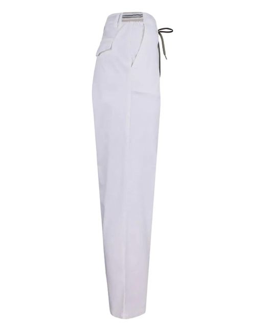 Eleventy White Drawstring Pocket Trousers