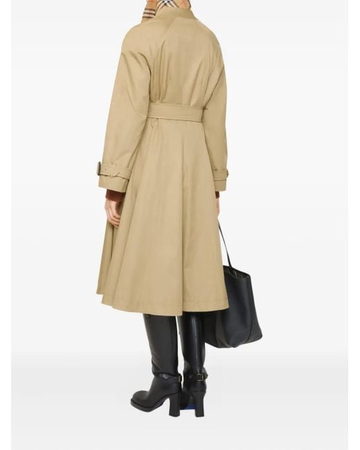 Burberry Natural Long Gabardine Ellingham Fit-And-Flare Car Coat