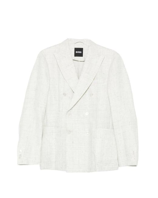 Boss White Double-Breasted Blazer for men