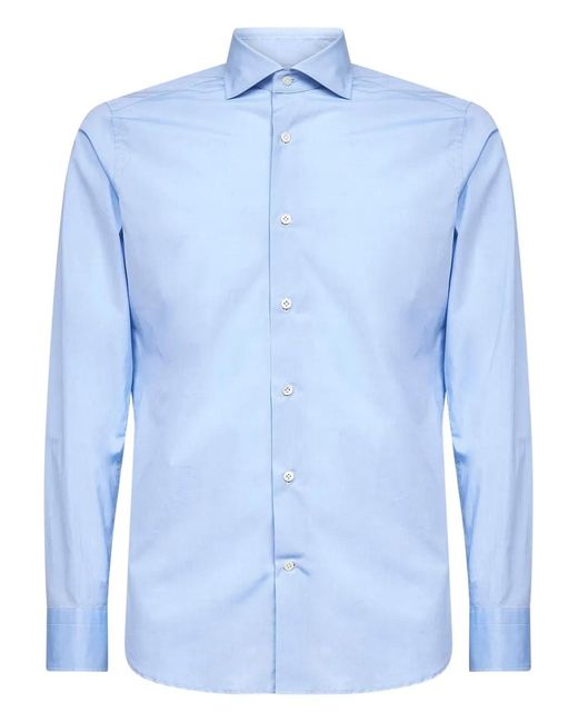 D4.0 Blue Buttoned Long-Sleeve Shirt for men