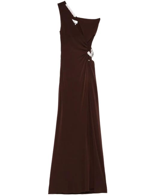 Nissa Brown Crystal-Embellished Gown