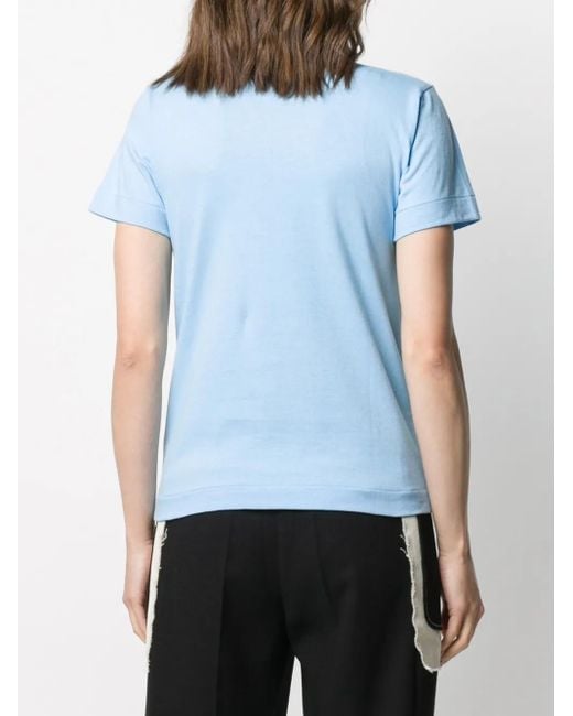 COMME DES GARÇONS PLAY Blue Heart Logo Embroidered T-Shirt
