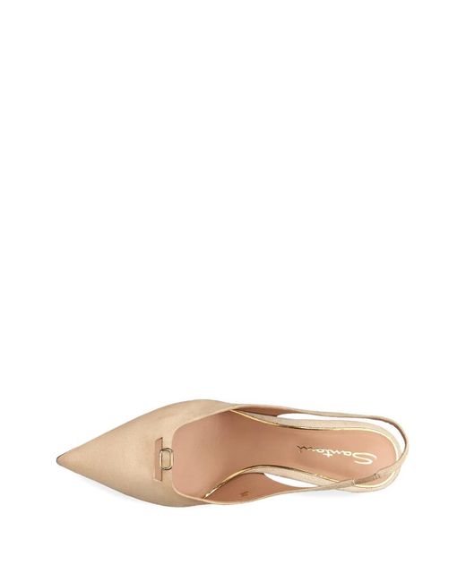 Santoni Natural Buckle Slingback Pumps