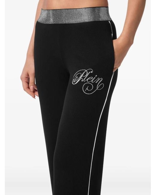 Philipp Plein Black Logo-Embellished Trousers