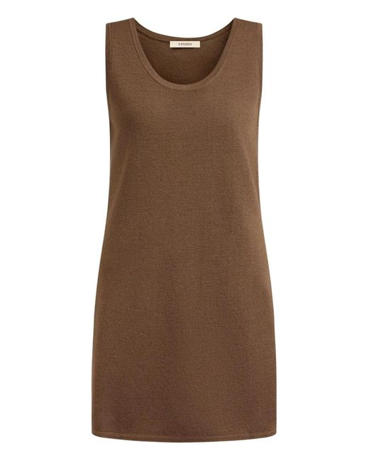 12 STOREEZ Brown Sleeveless Scoop-Neck Mini Dress