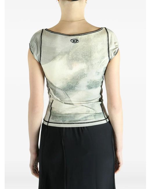 DIESEL Gray T-Icaty Graphic-Print T-Shirt