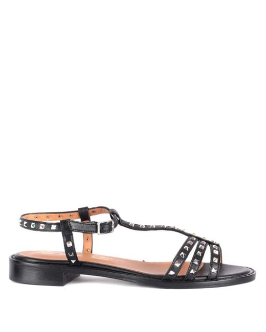Via Roma 15 スタッズ レザーサンダル Black