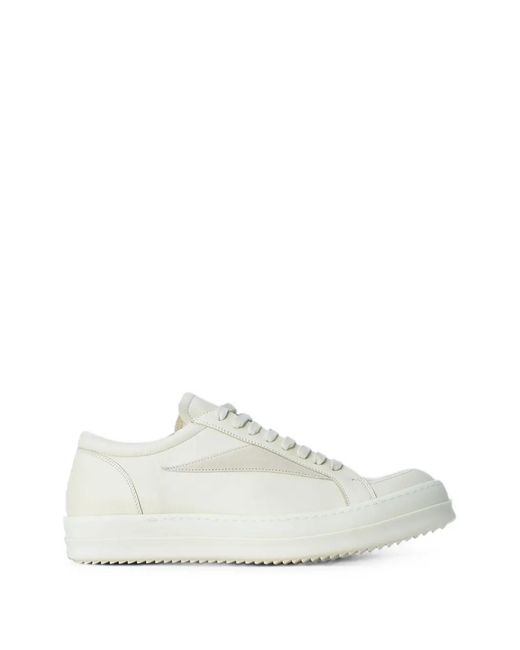 Rick Owens White Retro Lace-Up Leather Sneakers for men