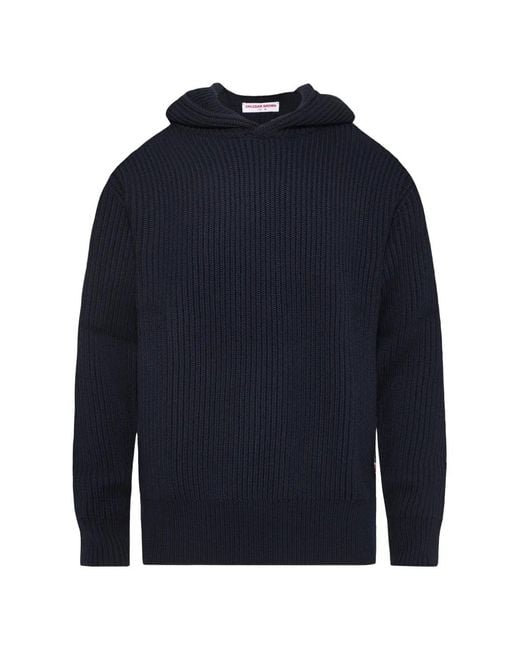Orlebar Brown Blue Kirk Chunky Rib-Knit Hoodie for men