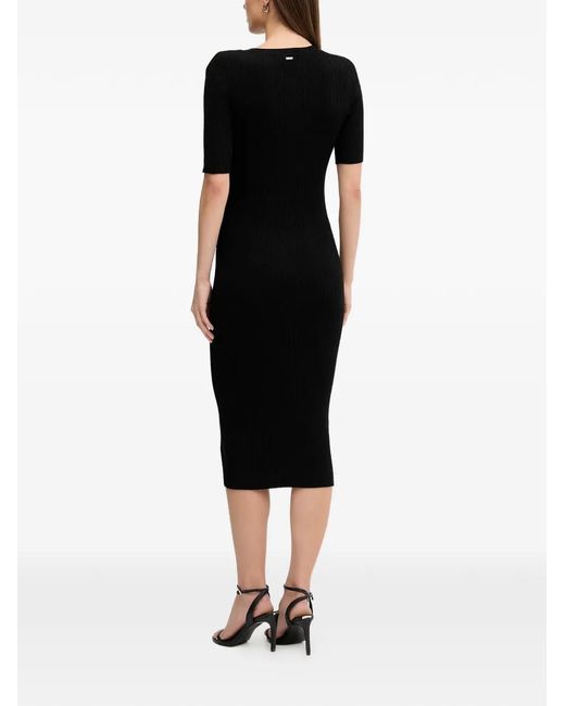 DKNY Black Button Rib Dress
