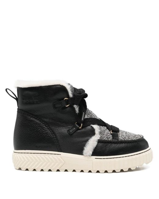 Sorel Black Ona Abe Lace-Up Ankle Boots