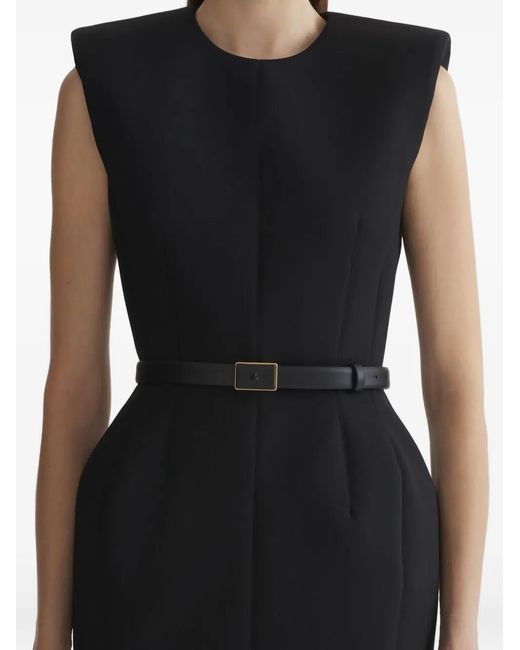 Mugler Black Structured Mini Dress With Padded Shoulders