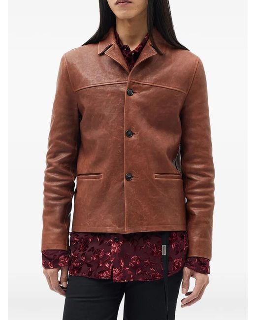 Ann Demeulemeester Red Pareli Leather Jacket for men
