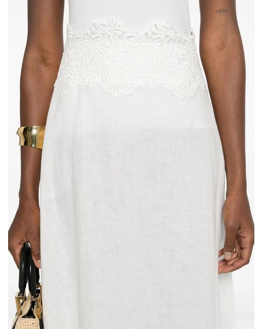 Ermanno Scervino White Broderie-Anglaise Long Skirt