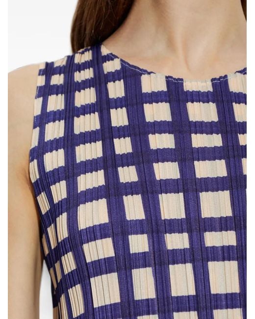 Pleats Please Issey Miyake Blue Basket Sleeveless Midi Dress