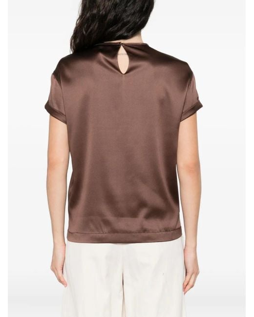 Brunello Cucinelli Brown Blouse With Crystal Embellishments