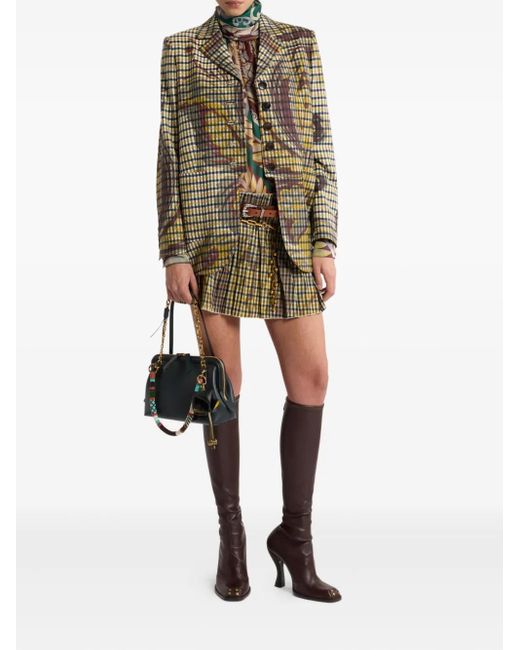 Etro Yellow Gingham Floral-Print Jacket