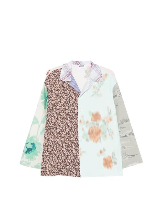 Camicia Con Design Patchwork di Moschino in White